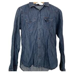 Diesel Denim Western Cowboy Shirt Long Sleeve Snap Button Up Women's Small
